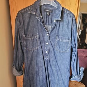 Dark wash denim tunic dress